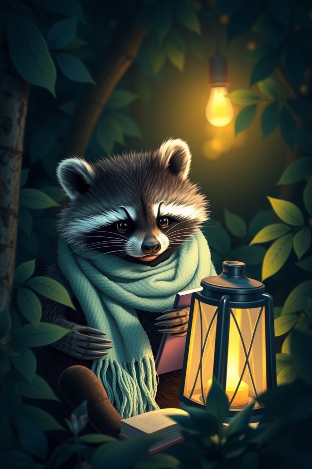 Grab Raccoon Lantern Glow #PetWallpaper