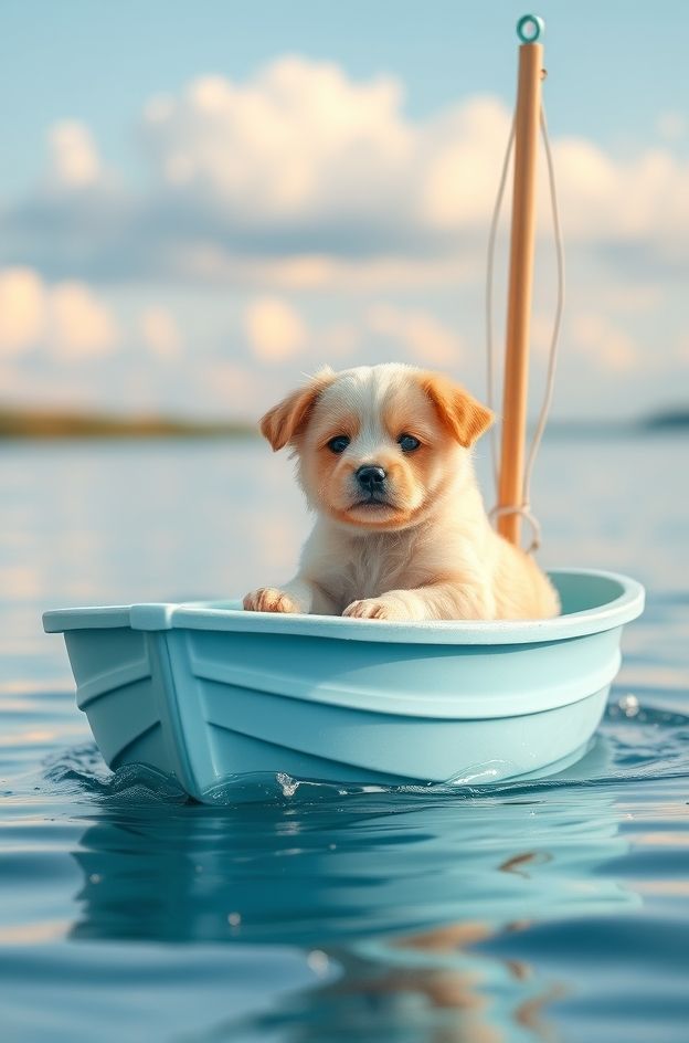 Grab Puppy Lake Glow #CutePetWallpapers