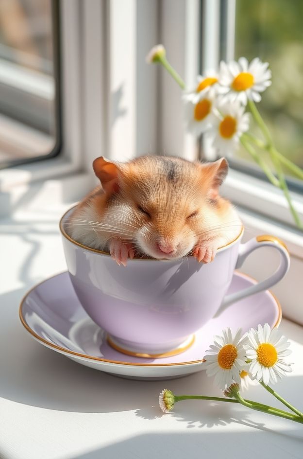 Grab Hamster Teacup Nap #PetWallpaper