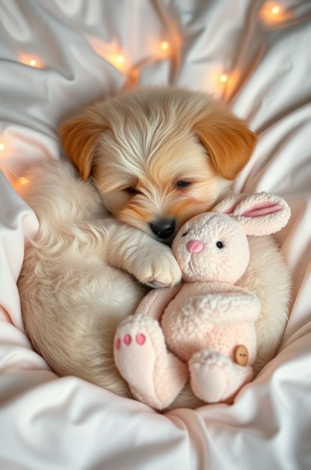 Grab Puppy Bunny Cuddle #CutePuppy