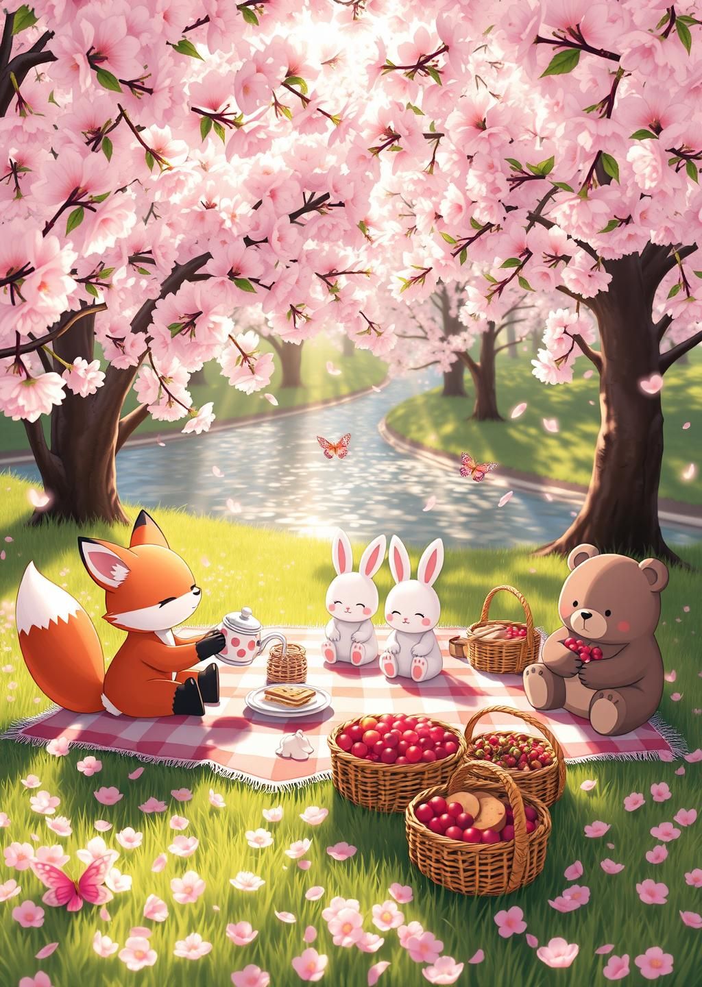 Sakura Blossom Animal Picnic