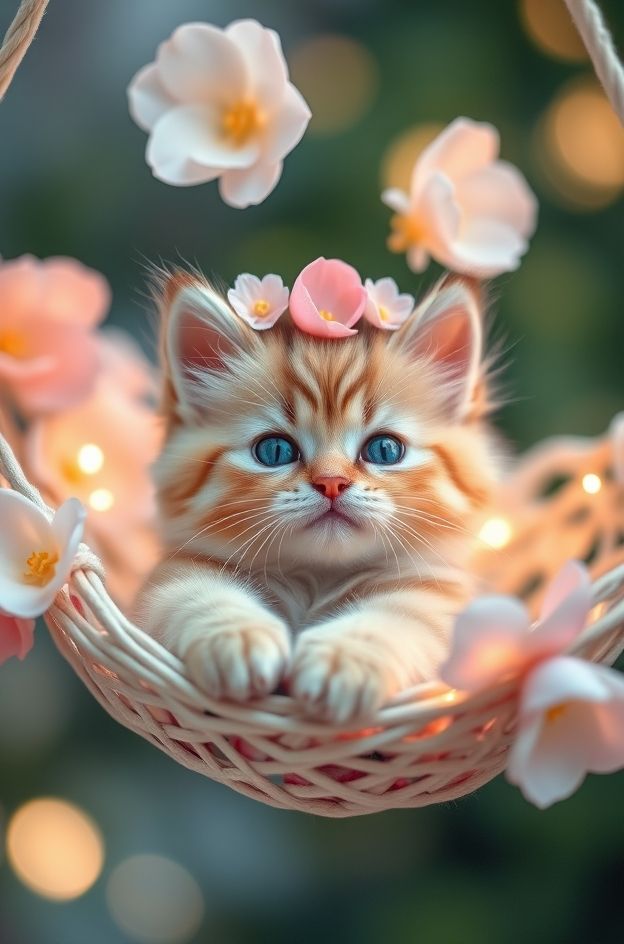 Grab Kitten Flower Hammock #AdorableCat