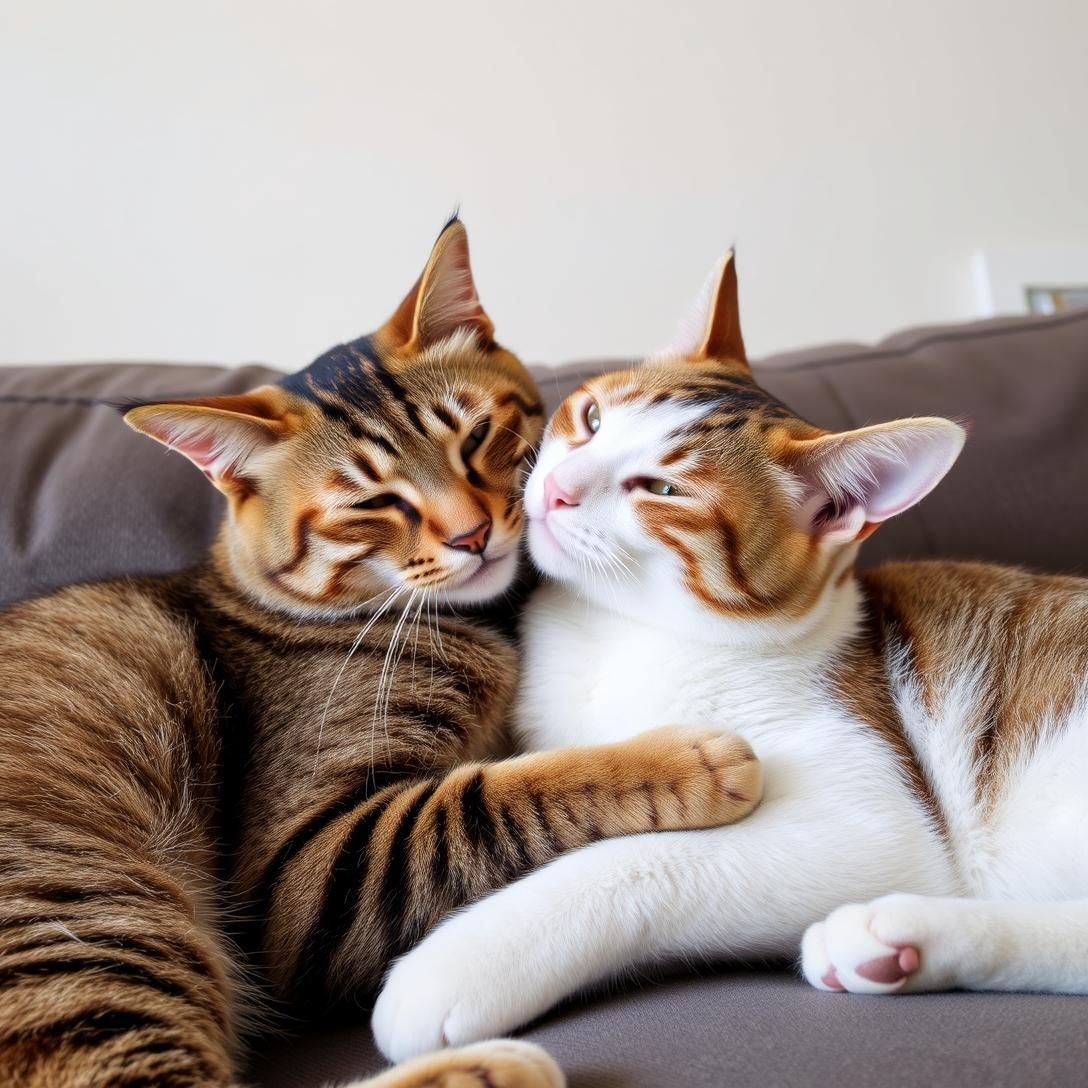 Bonded Cats: Tabby and White in Perfect Harmony