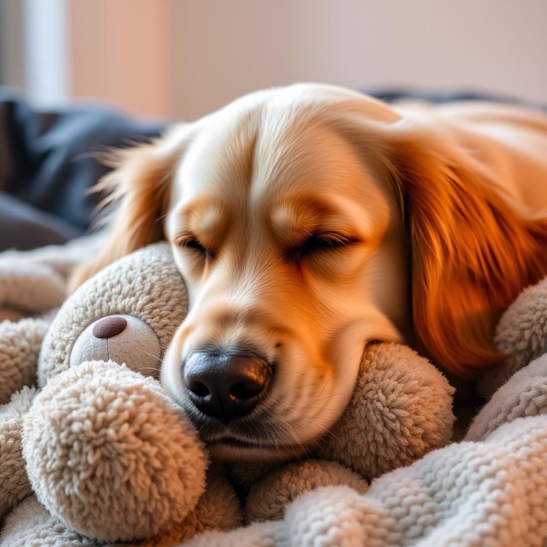 Golden Retriever's Dreamy Teddy Gaze