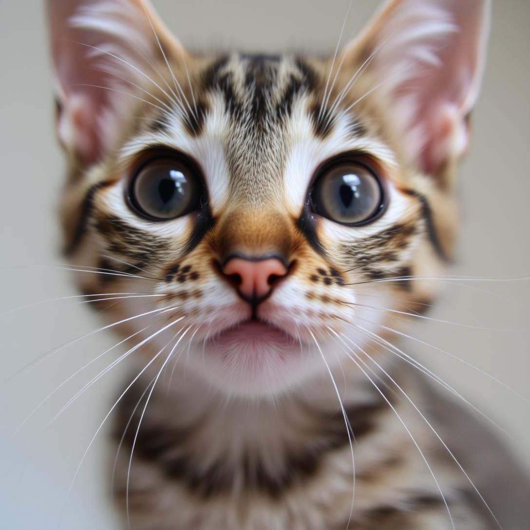 Striped Kitten's Whisker Twitch Surprise