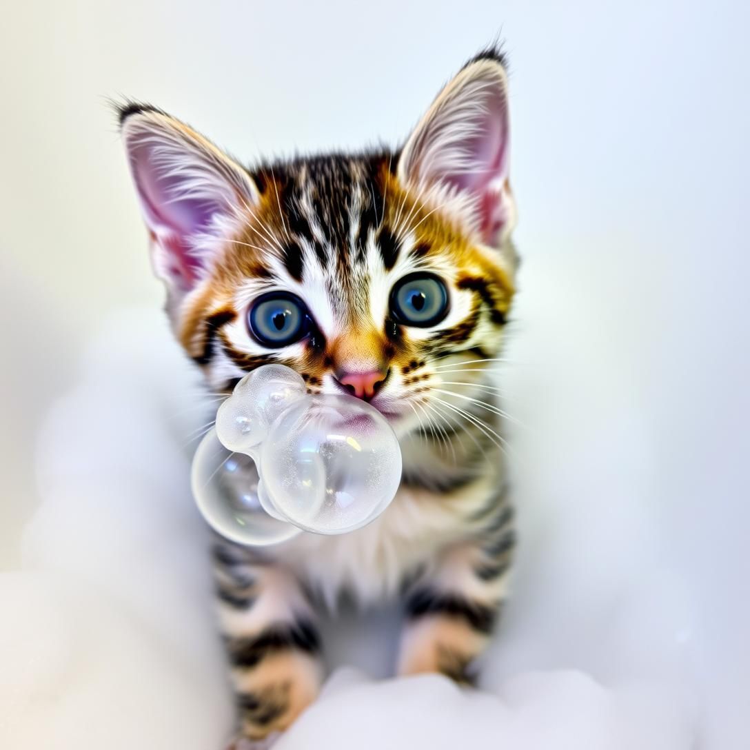 Fluffy Kitten's Bubble Bath Surprise