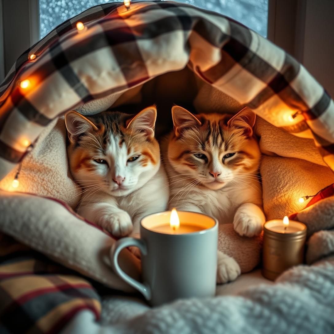 Cozy Cat Duo’s Winter Blanket Fort Empire