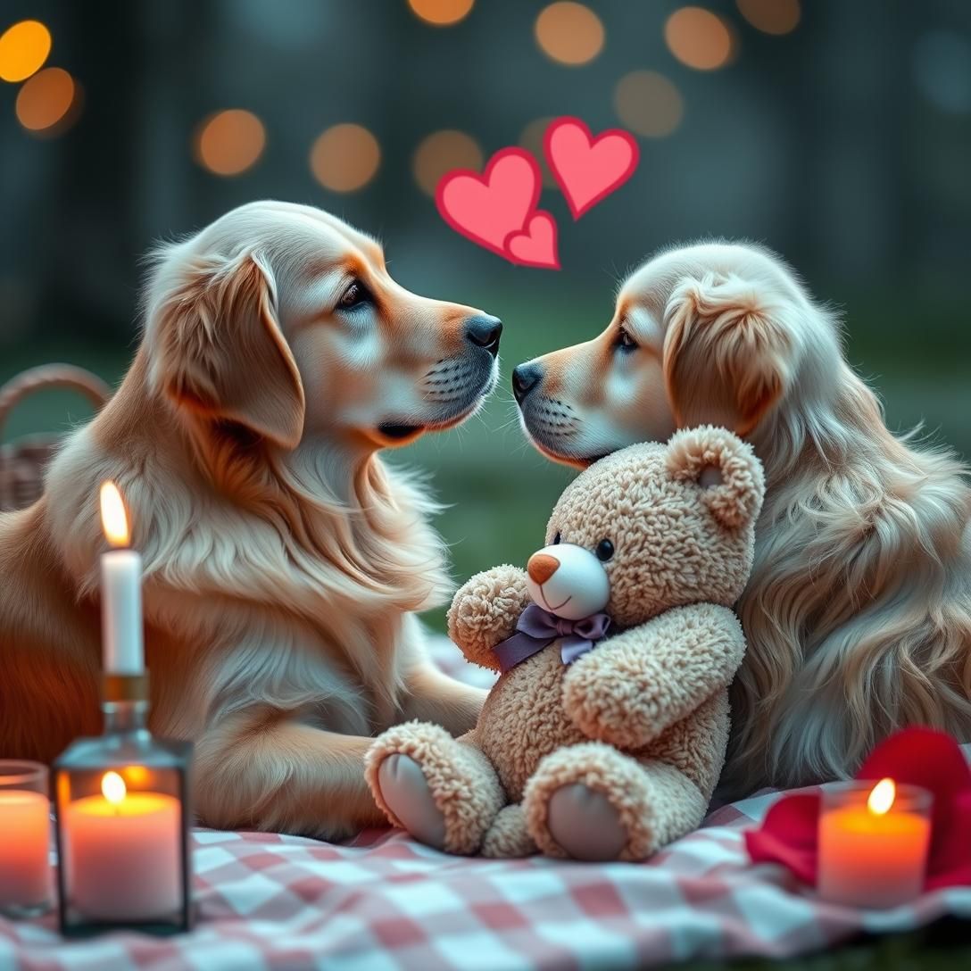 Golden Retriever's Heart-Eyes Teddy Crush Confession