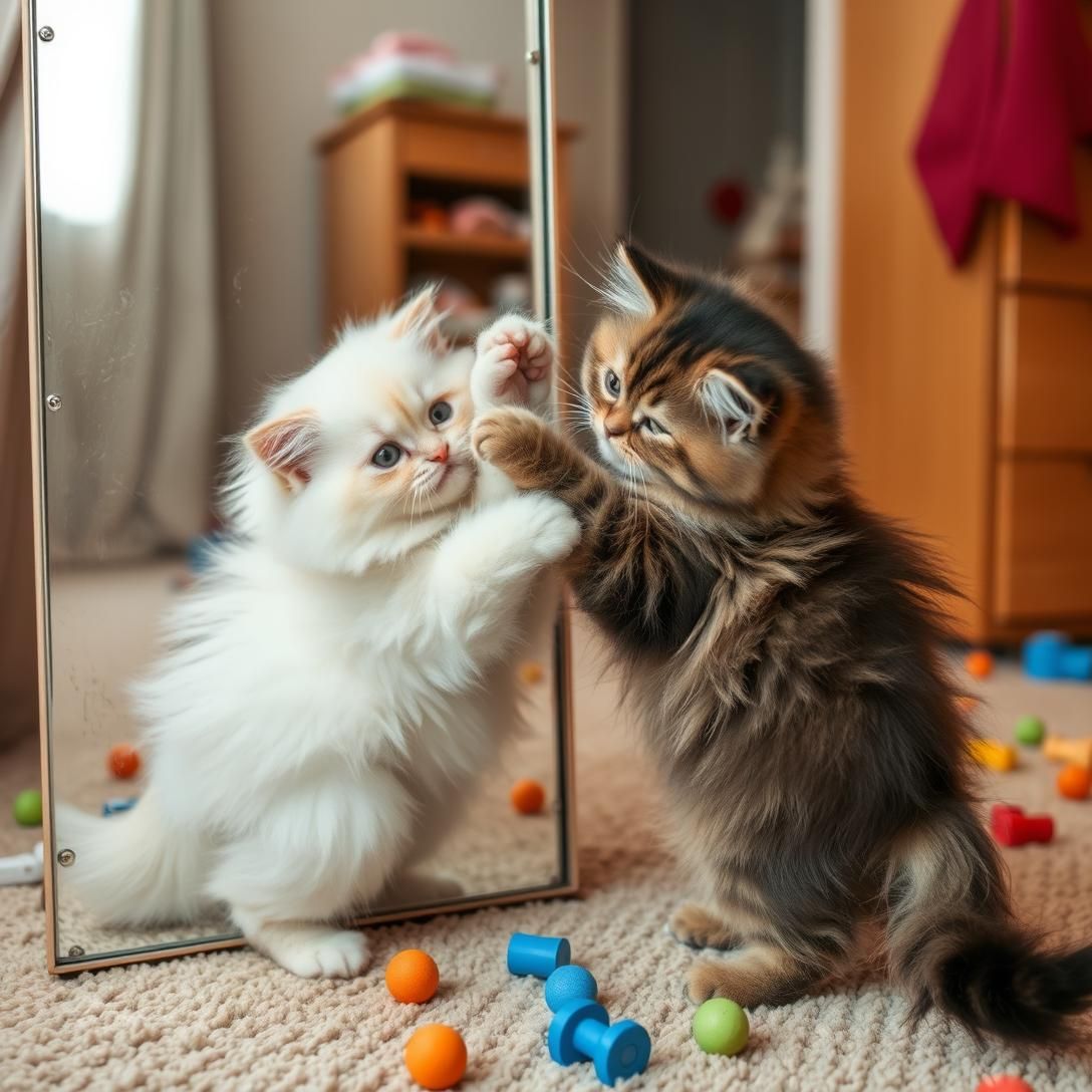 Persian Kittens' Mirror Mayhem Double Trouble