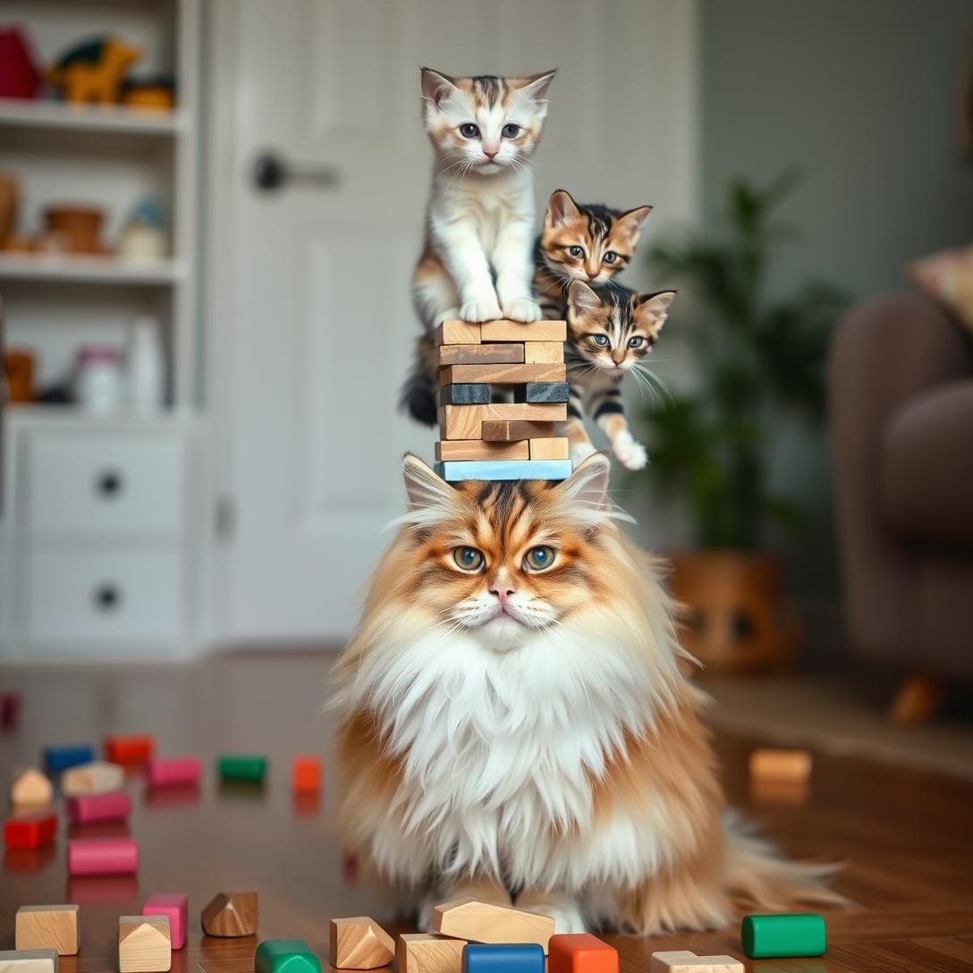 Fluffy Trio's Stacked Fluff Tower Teeter