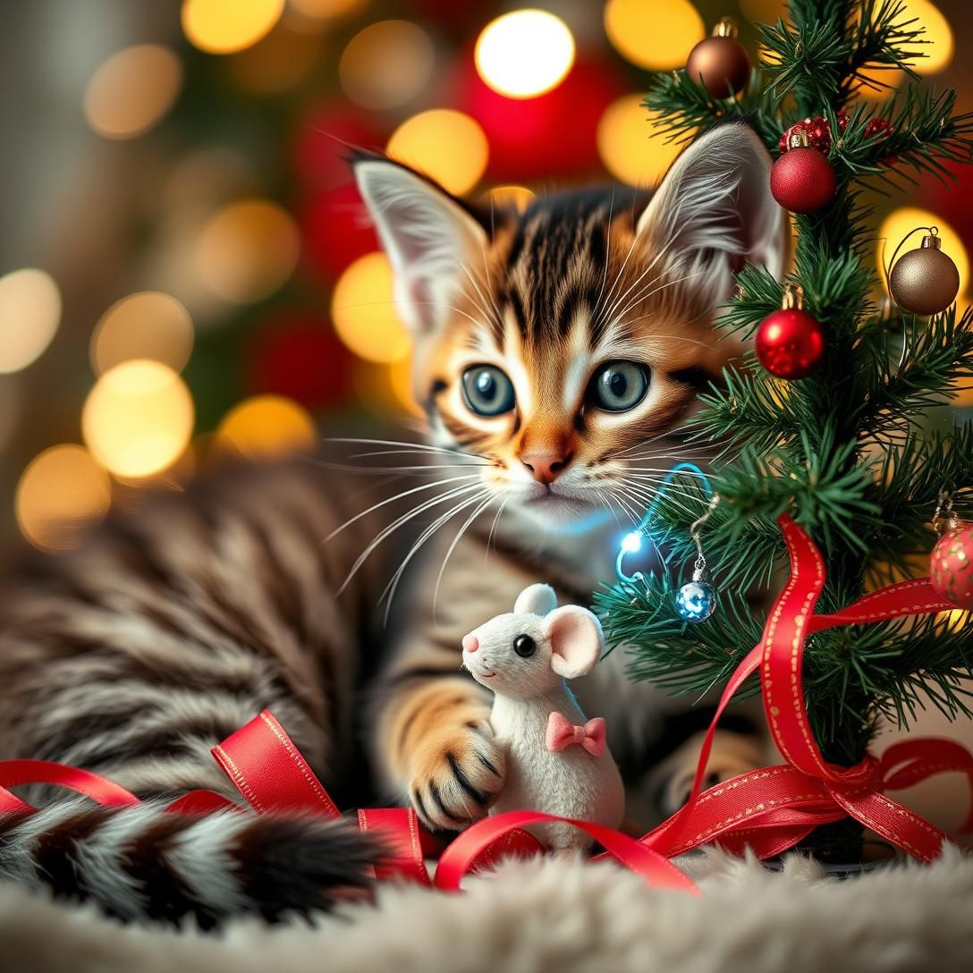 Kitten's Whisker-Twitching Holiday Gift Surprise