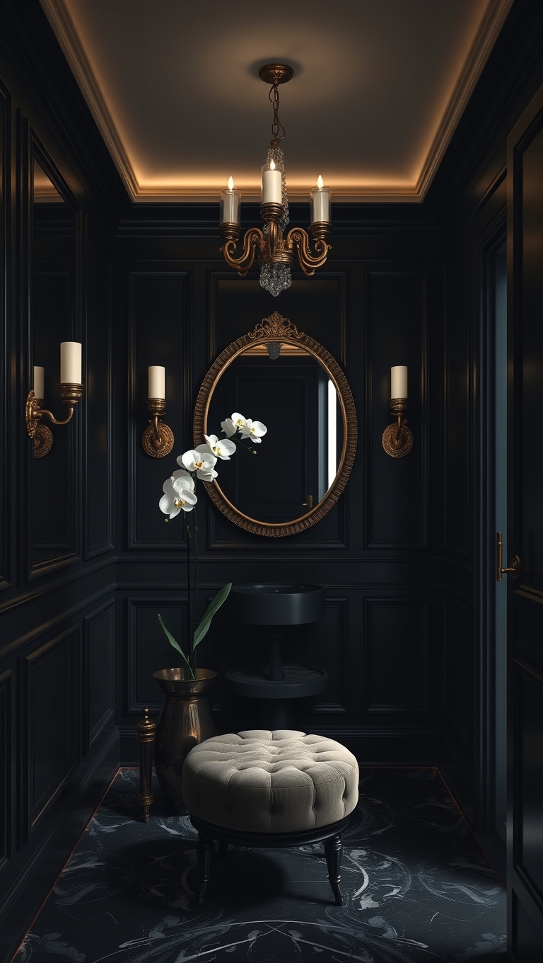 Moody Black Powder Room Mystery – 16M Pins of Secret Speakeasy Vibes!