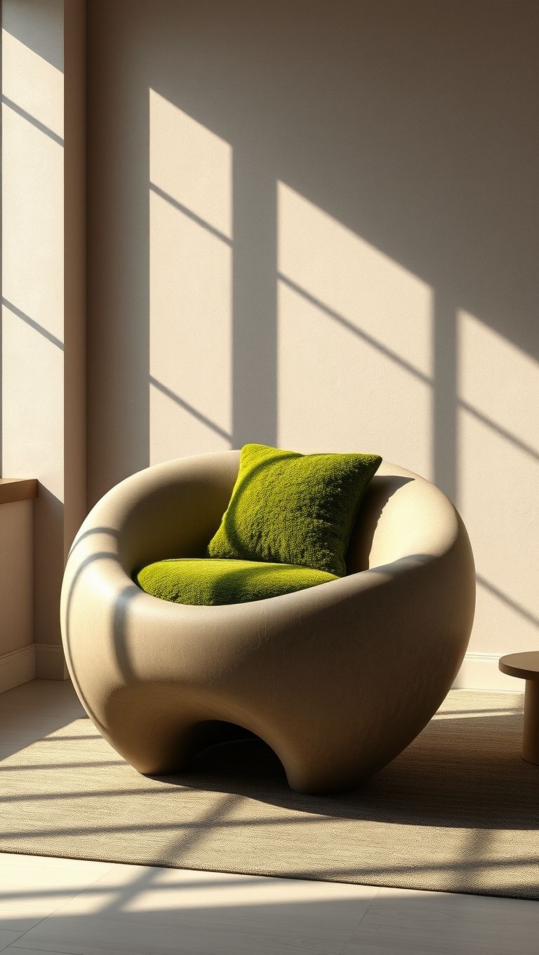 Taupe Biomorphic Lounge Chair Nature’s Nap Nest – Organic Flow 15M+!