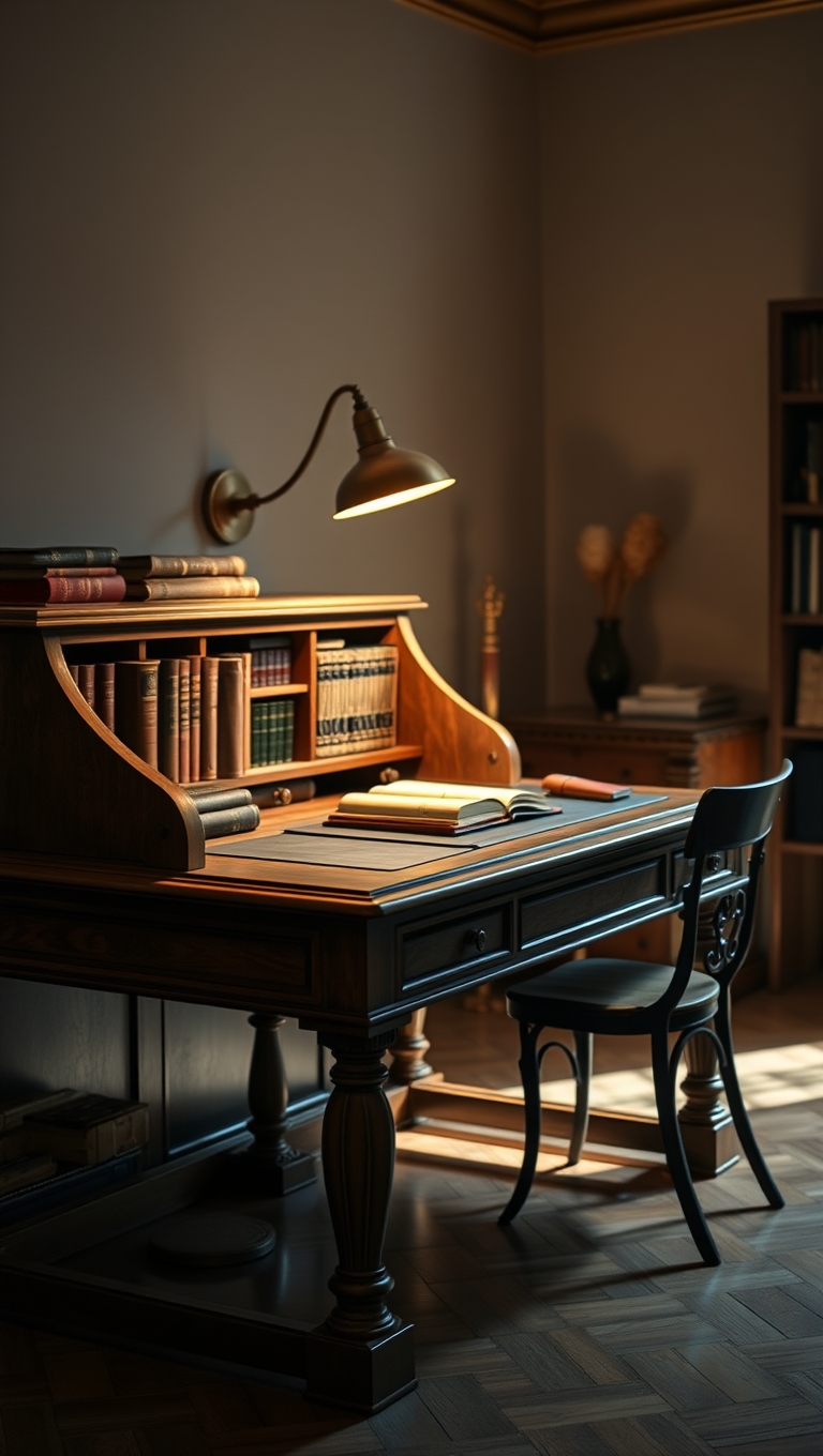 Retro Oak Study Desk Nostalgic Nudge – Productivity With Panache 13M Pins!