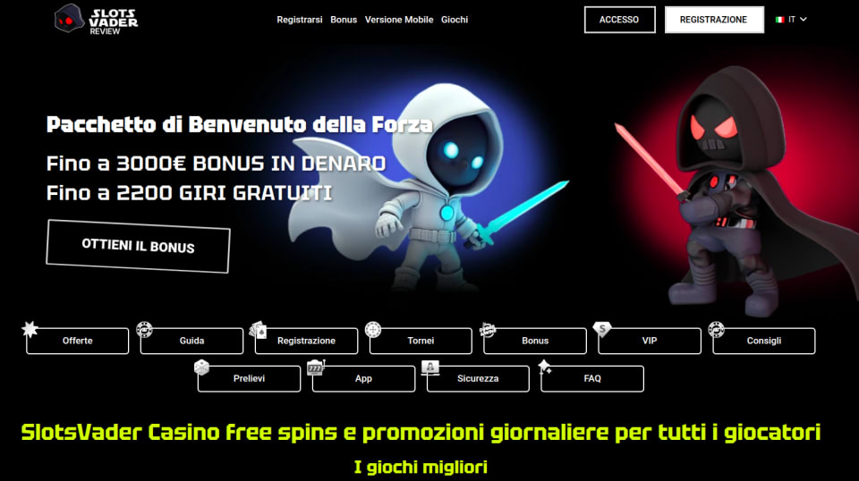 SlotsVader Casino e giochi live, atmosfera da vero casinò moderno