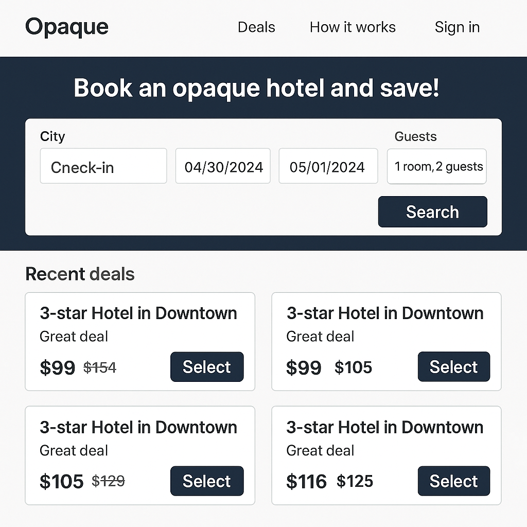 Opaque hotel booking interface example