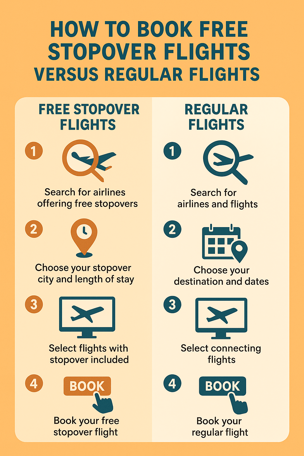 Infographic on flight booking process with stopover
