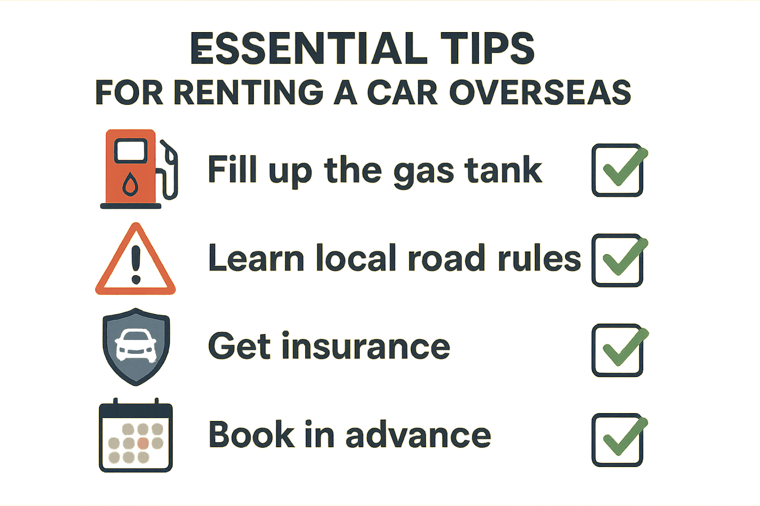 Traveler picking up rental car abroad