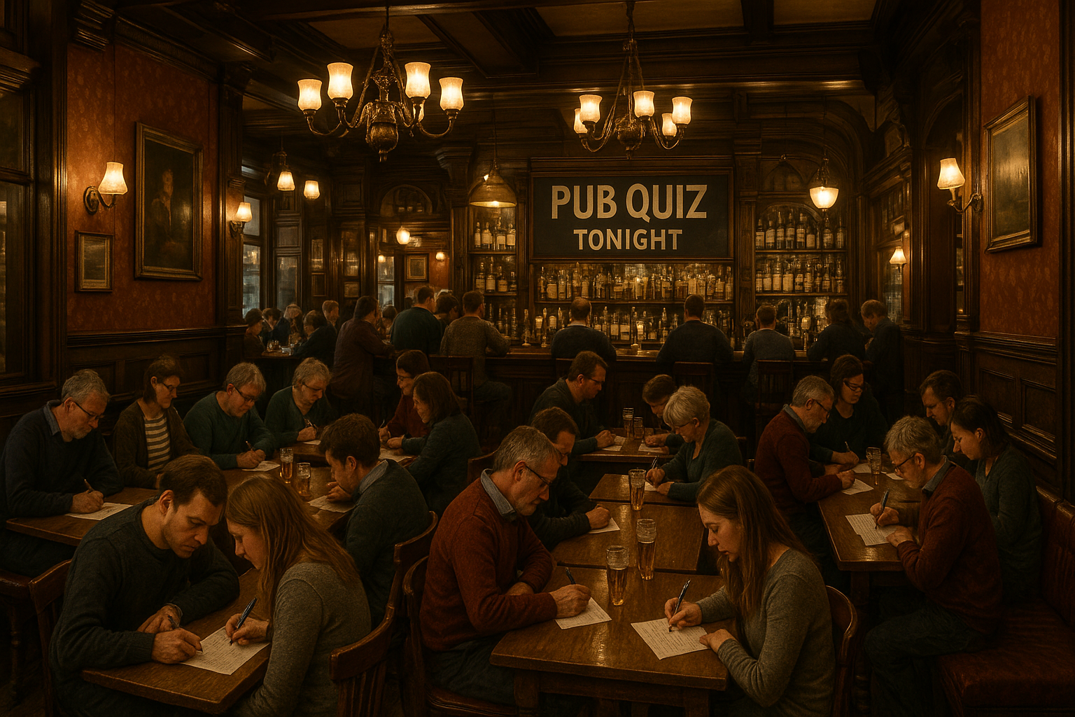 London pub community event with people enjoying live quiz night