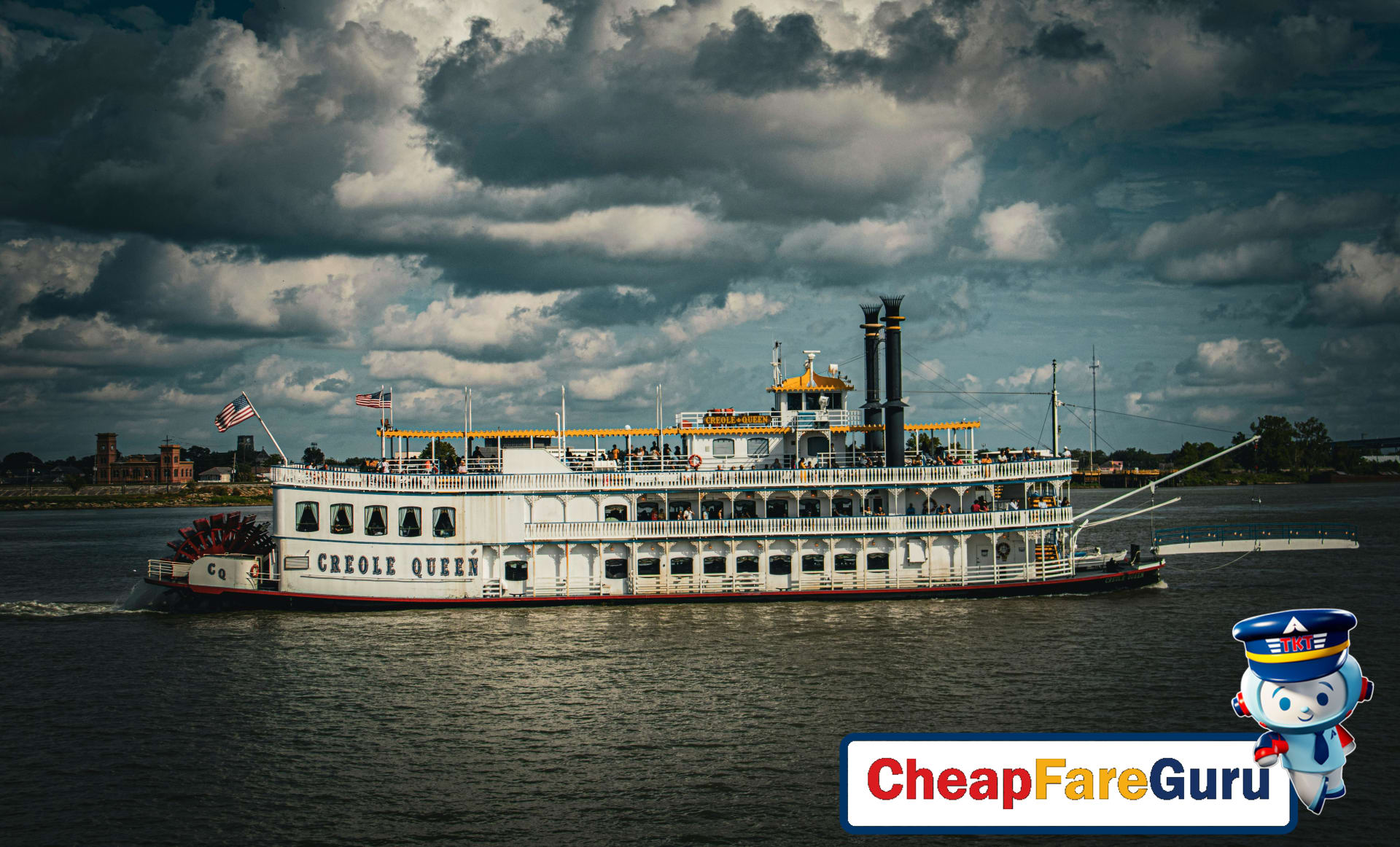 Historic Creole Queen steamboat on Mississippi River