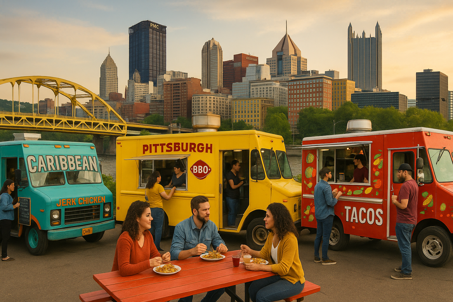 Assorted affordable Pittsburgh street food meals