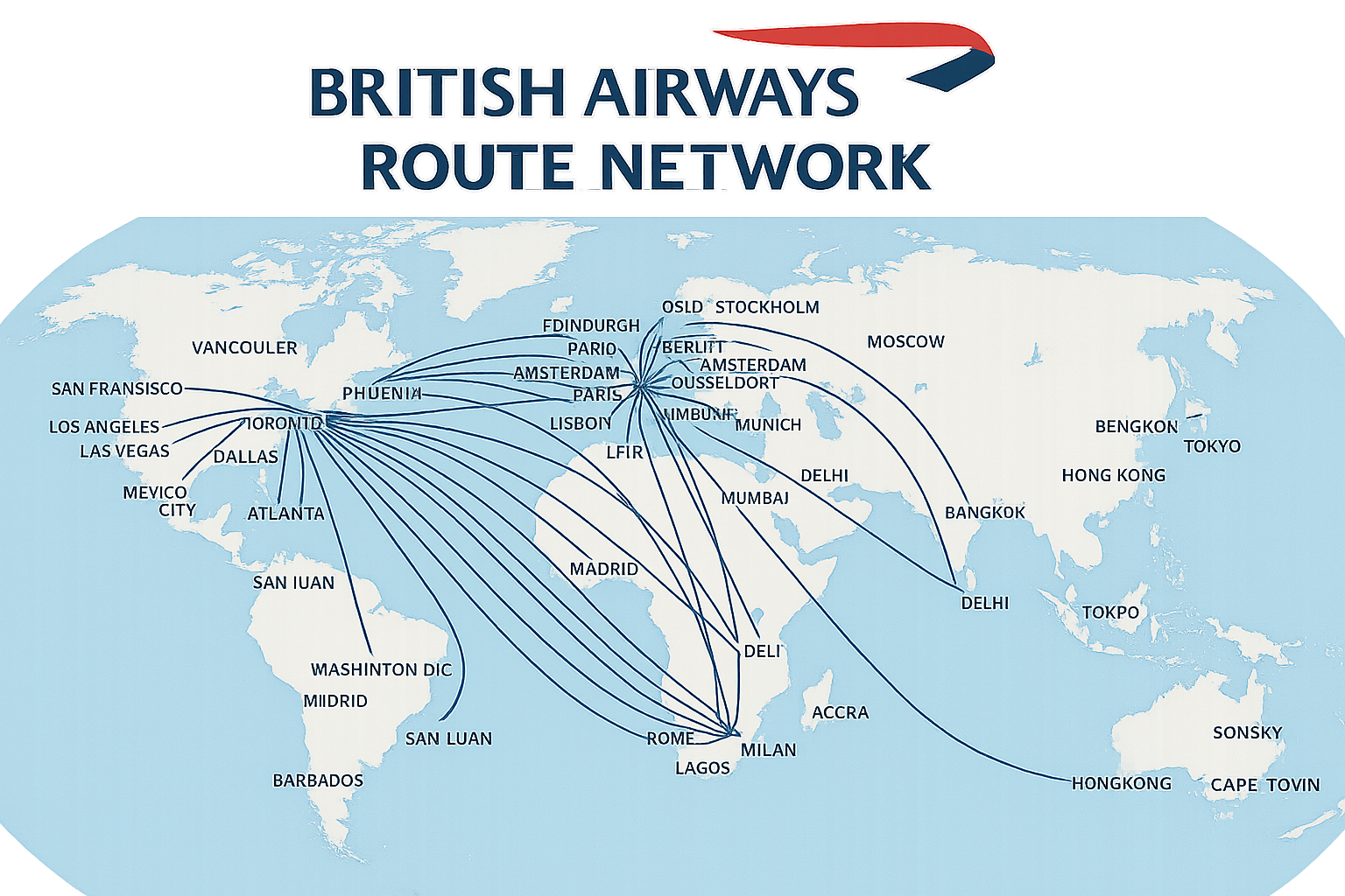 British Airways Route Network Map