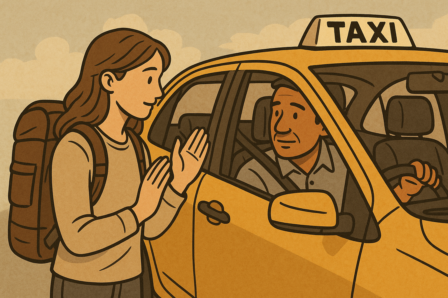 Man calmly noting taxi details