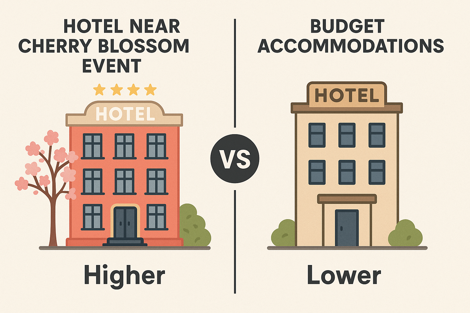 Comparison of hotel locations for Cherry Blossom season