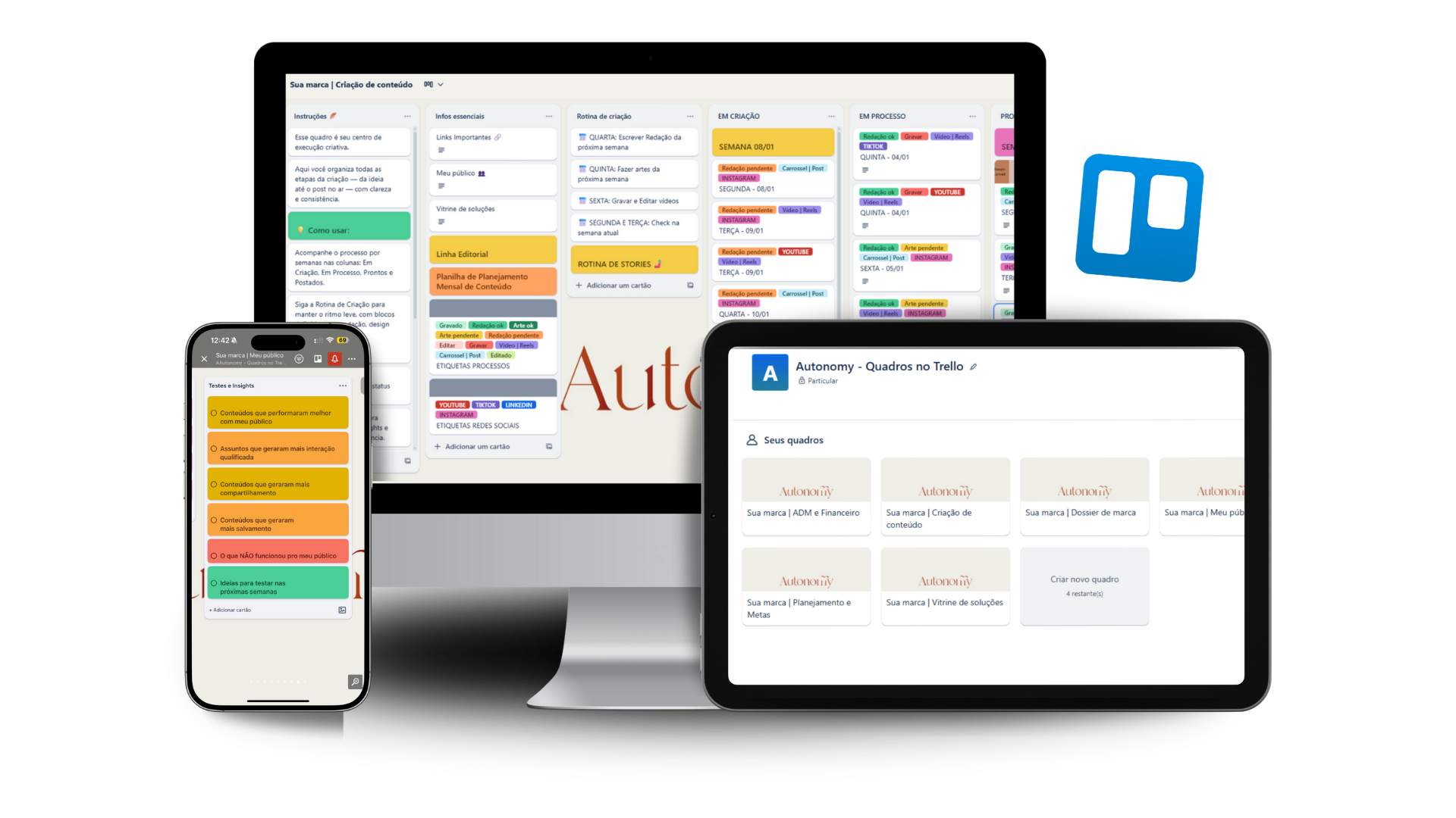 Sistema Trello para Empreendedoras — mockup