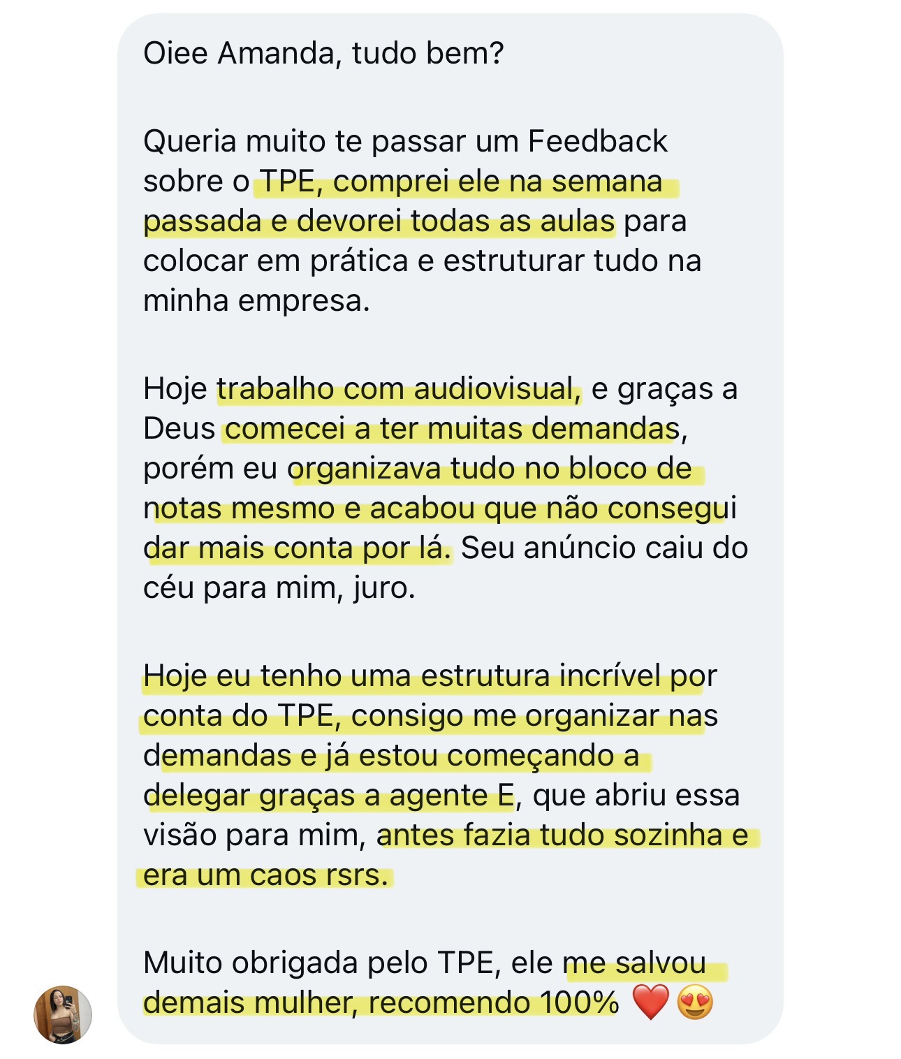 Depoimento de aluna 3