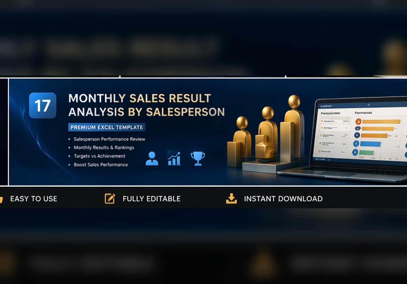 Monthly Sales Result Analysis by Salesperson Excel Template