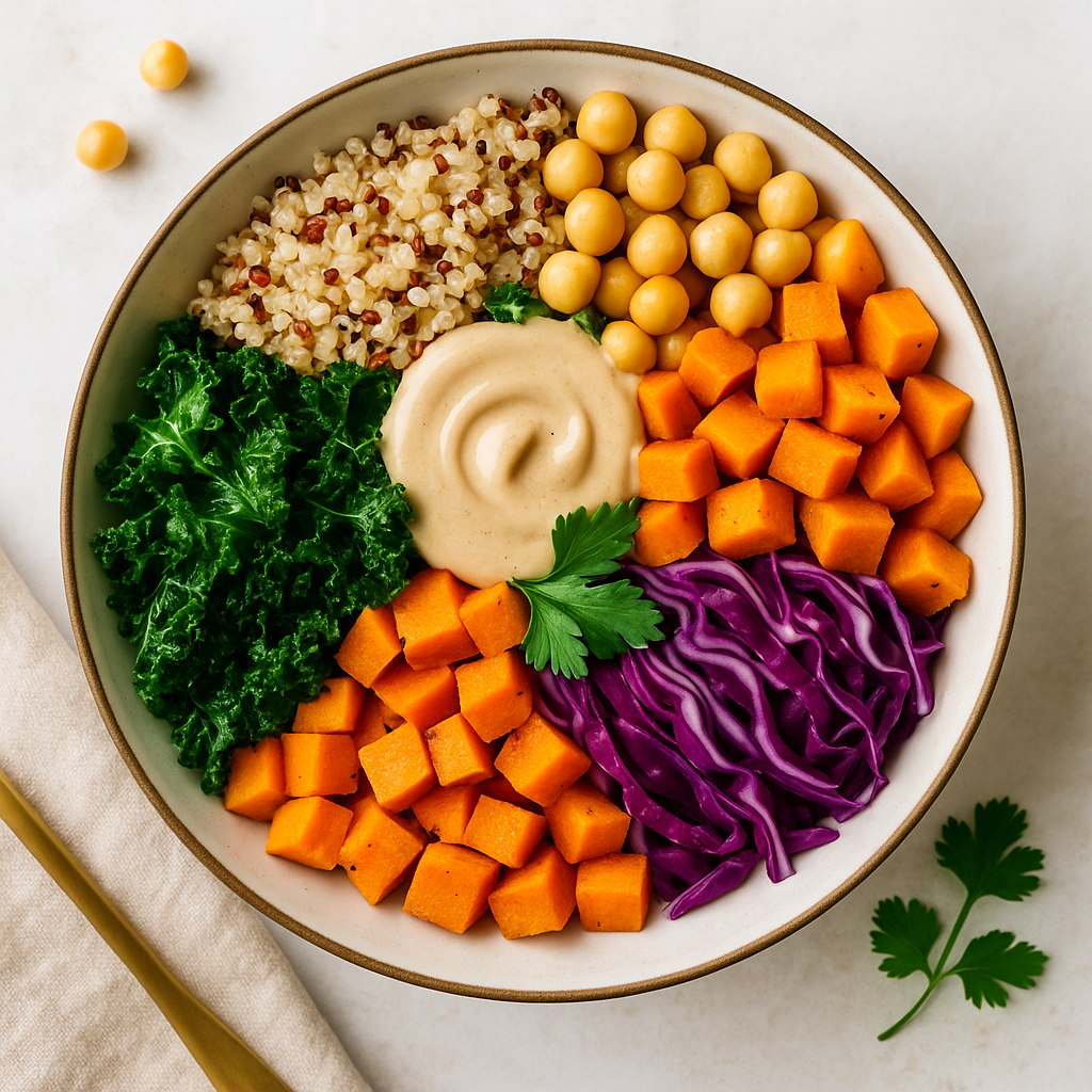 Kleurrijke Quinoa & Kikkererwten Bowl