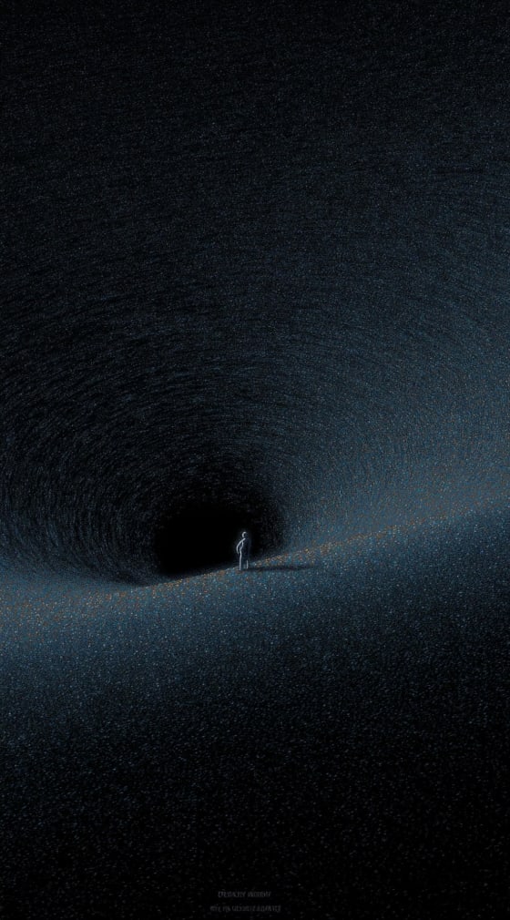 A lone figure standing at the end of a dark tunnel.