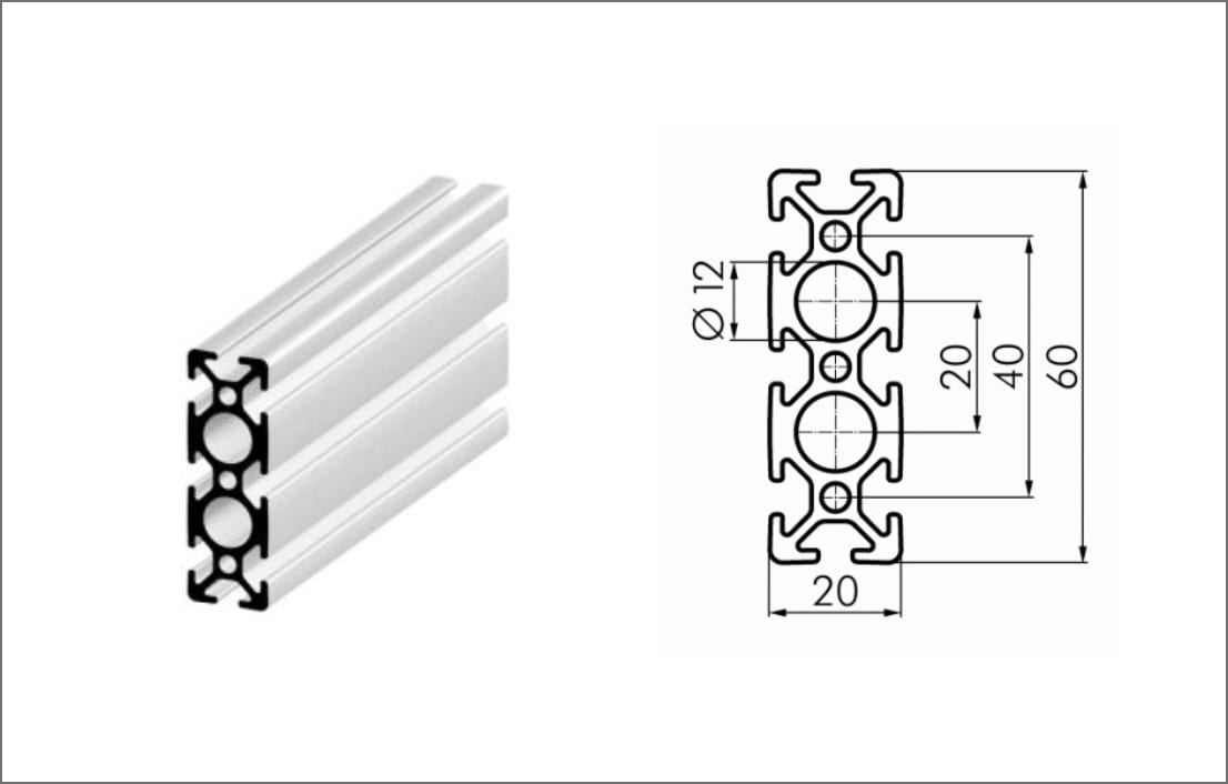 Aluminum TSlot Framing and Surface Profiles 20mm with a 5mm T Slot
