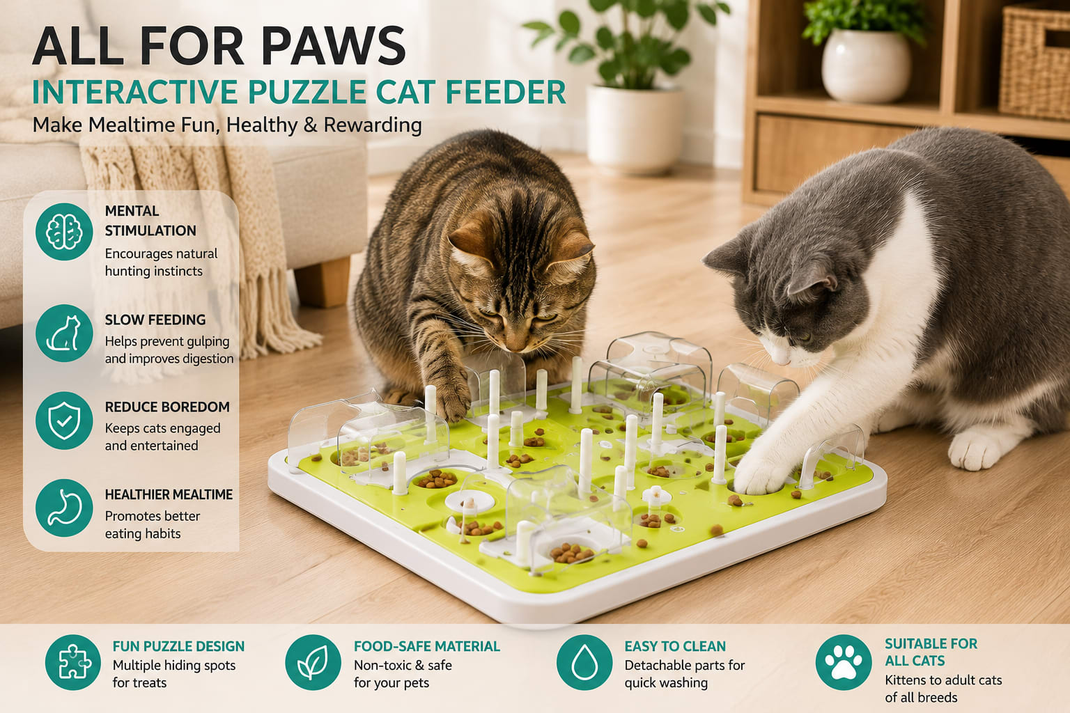 All For Paws Interactive Puzzle Cat Feeder
