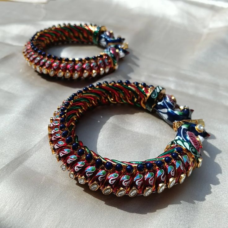 1 Stone Mayur Mukhi Meenakari Sutarla Bangles (Sutarla Kada) View 2