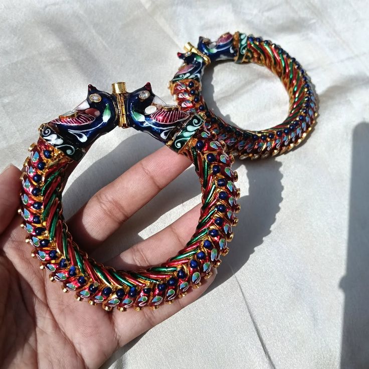 1 Stone Mayur Mukhi Meenakari Sutarla Bangles (Sutarla Kada)