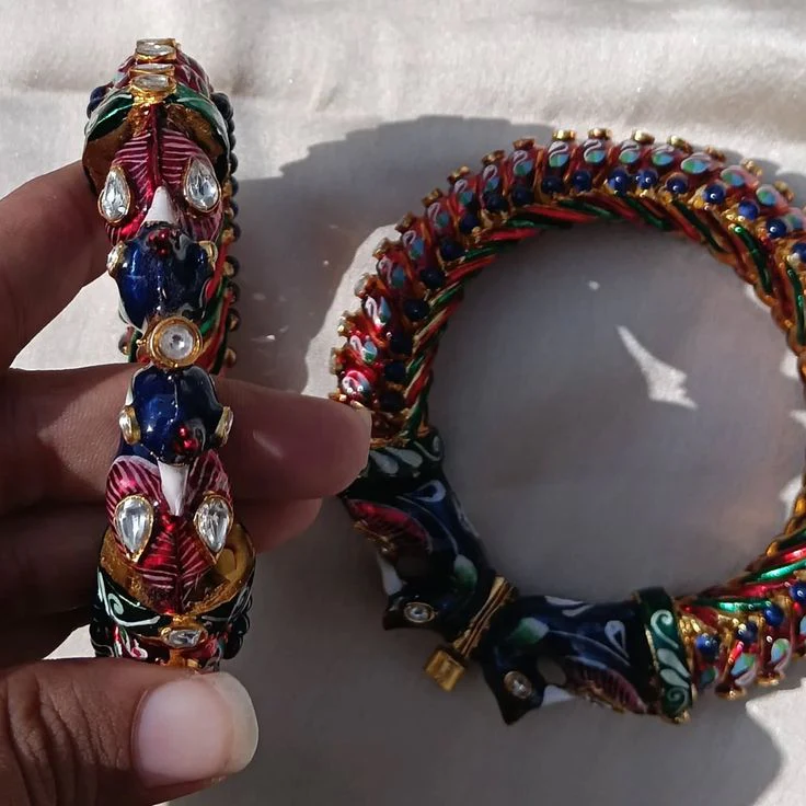 1 Stone Mayur Mukhi Meenakari Sutarla Bangles (Sutarla Kada)