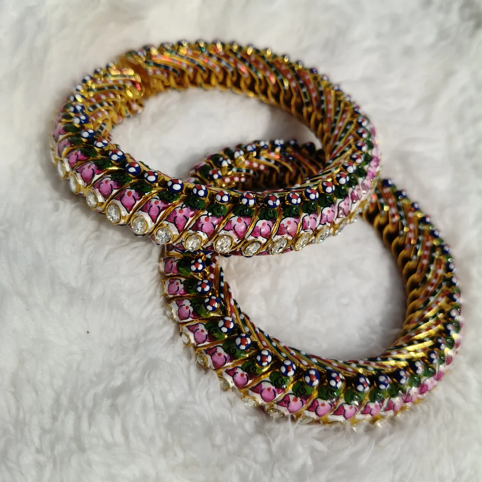 1 Stone Floral Meenakari Sutarla Bangles (Sutarla Kada)