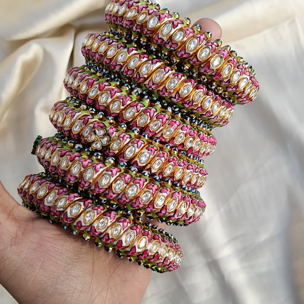 1 Stone Floral Meenakari Sutarla Bangles (Sutarla Kada)