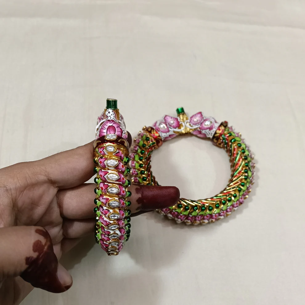1 Stone Hathi Mukha Sutarla Bangles (Sutarla Kada) View 2