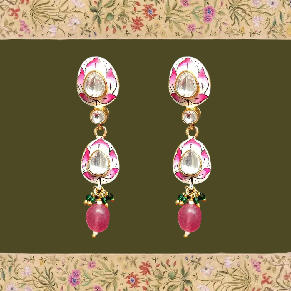 Gulbahar Meenakari Povai Pendant Set