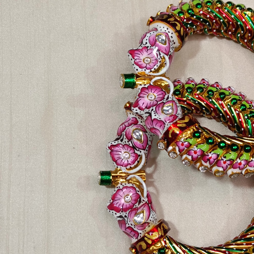 Gulbahar Meenakari Povai Pendant Set