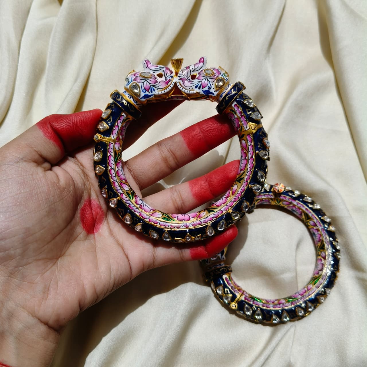 Neel Hathimukha Meenakari Kundan Kada - B. Soni Sutarla & Jewellery