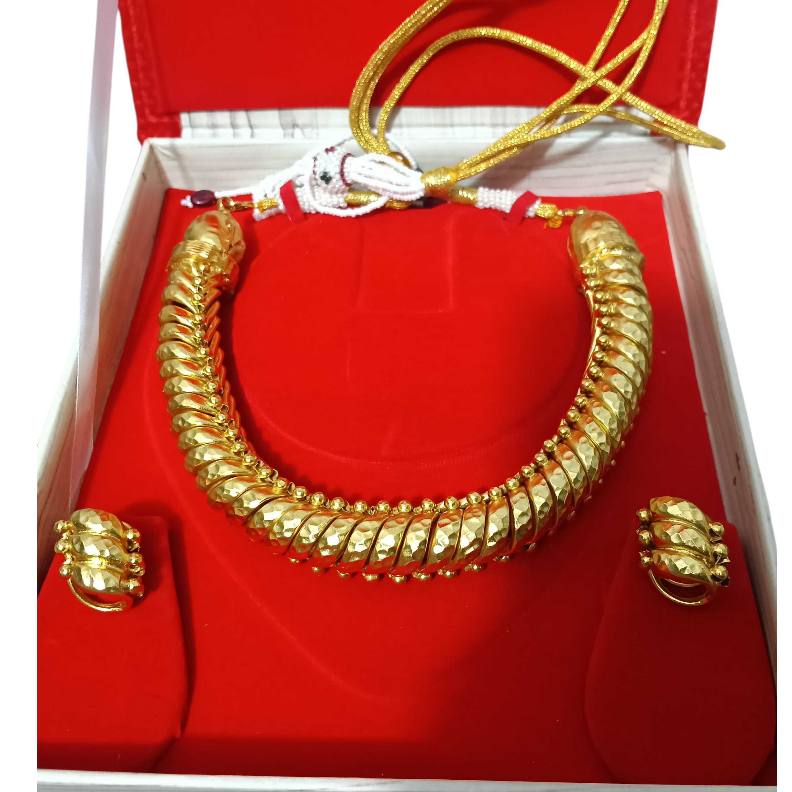 Gold Plated Hammered Sutarla (Sutlada) Necklace