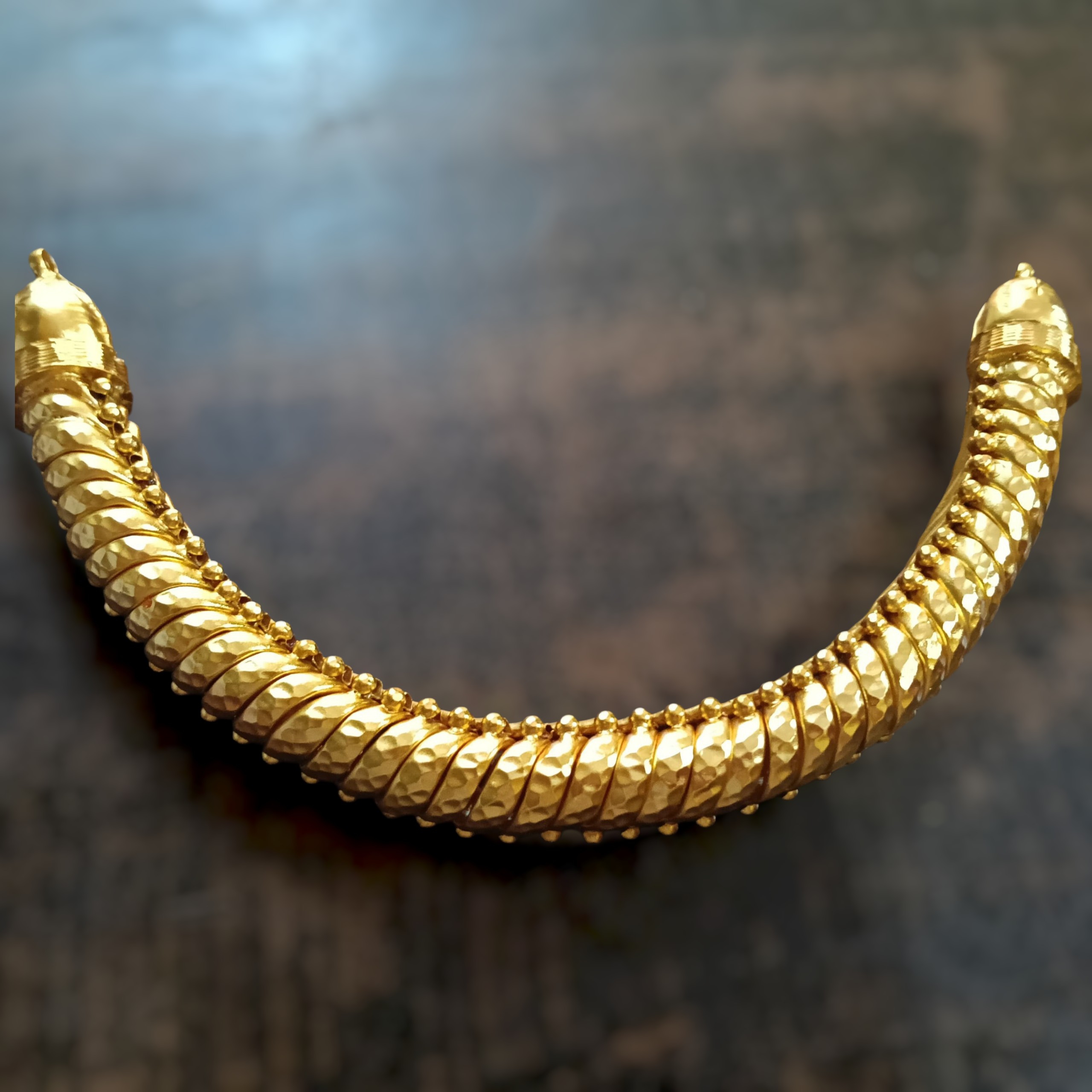 Gold Plated Hammered Sutarla (Sutlada) Necklace