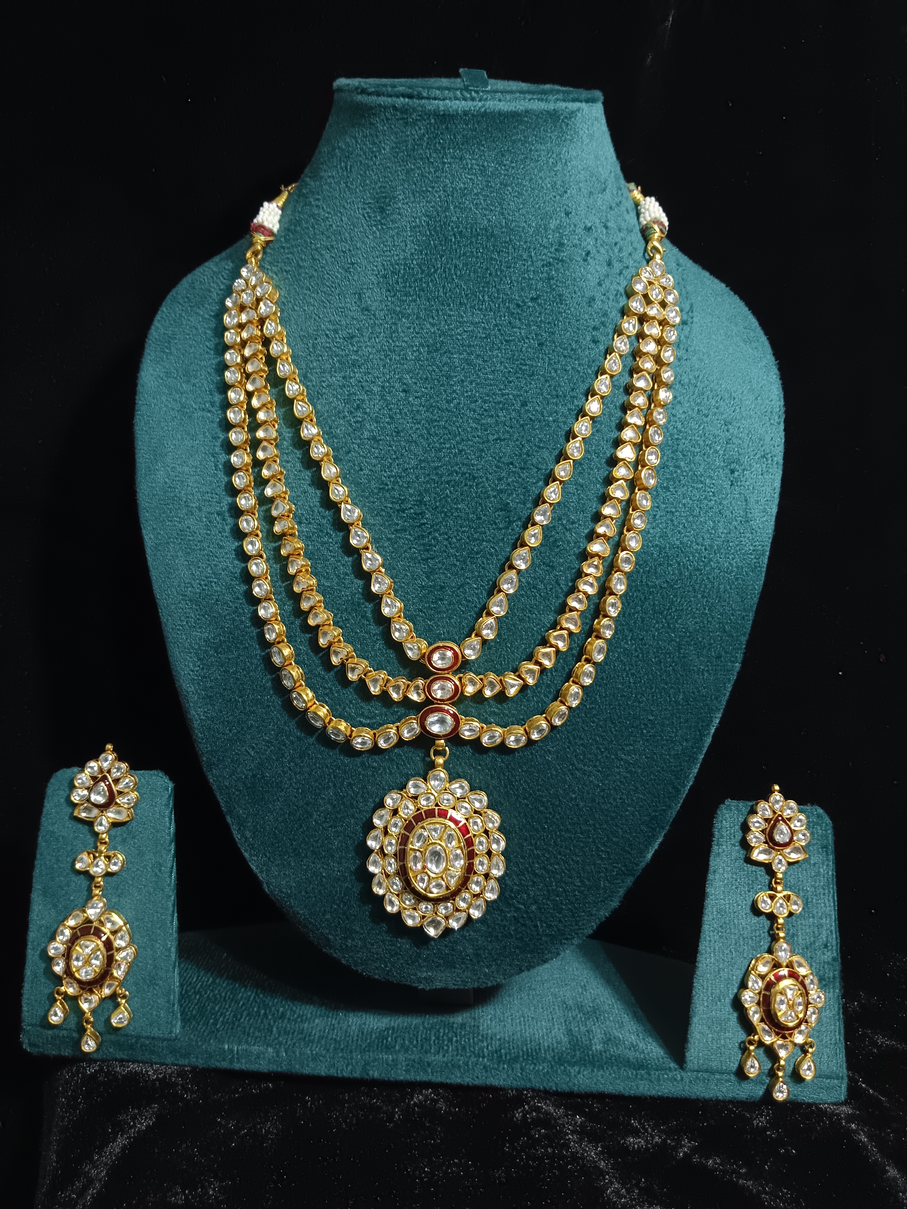 Traditional Red Meenakari Kundan Necklace Set