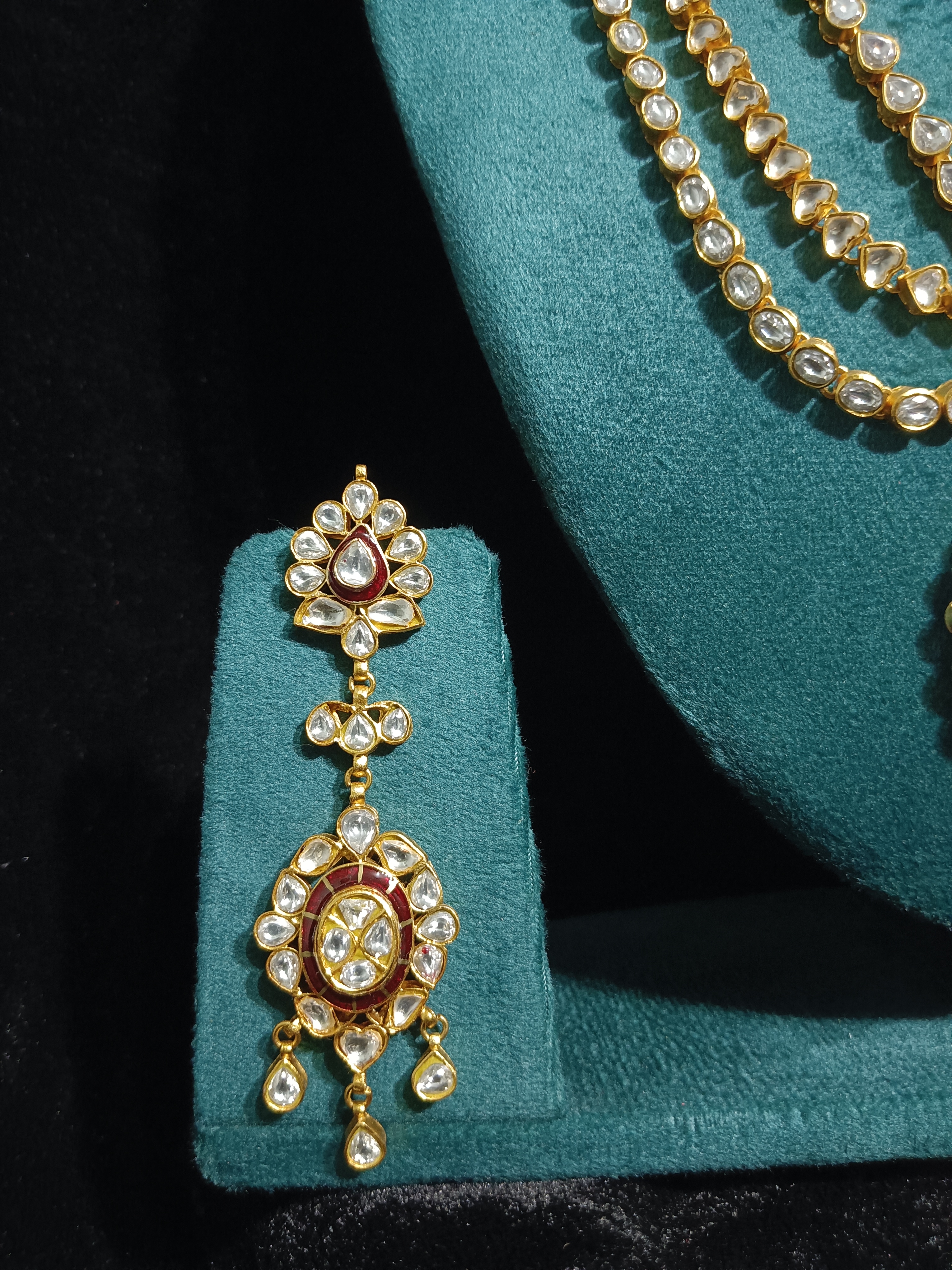Traditional Red Meenakari Kundan Necklace Set