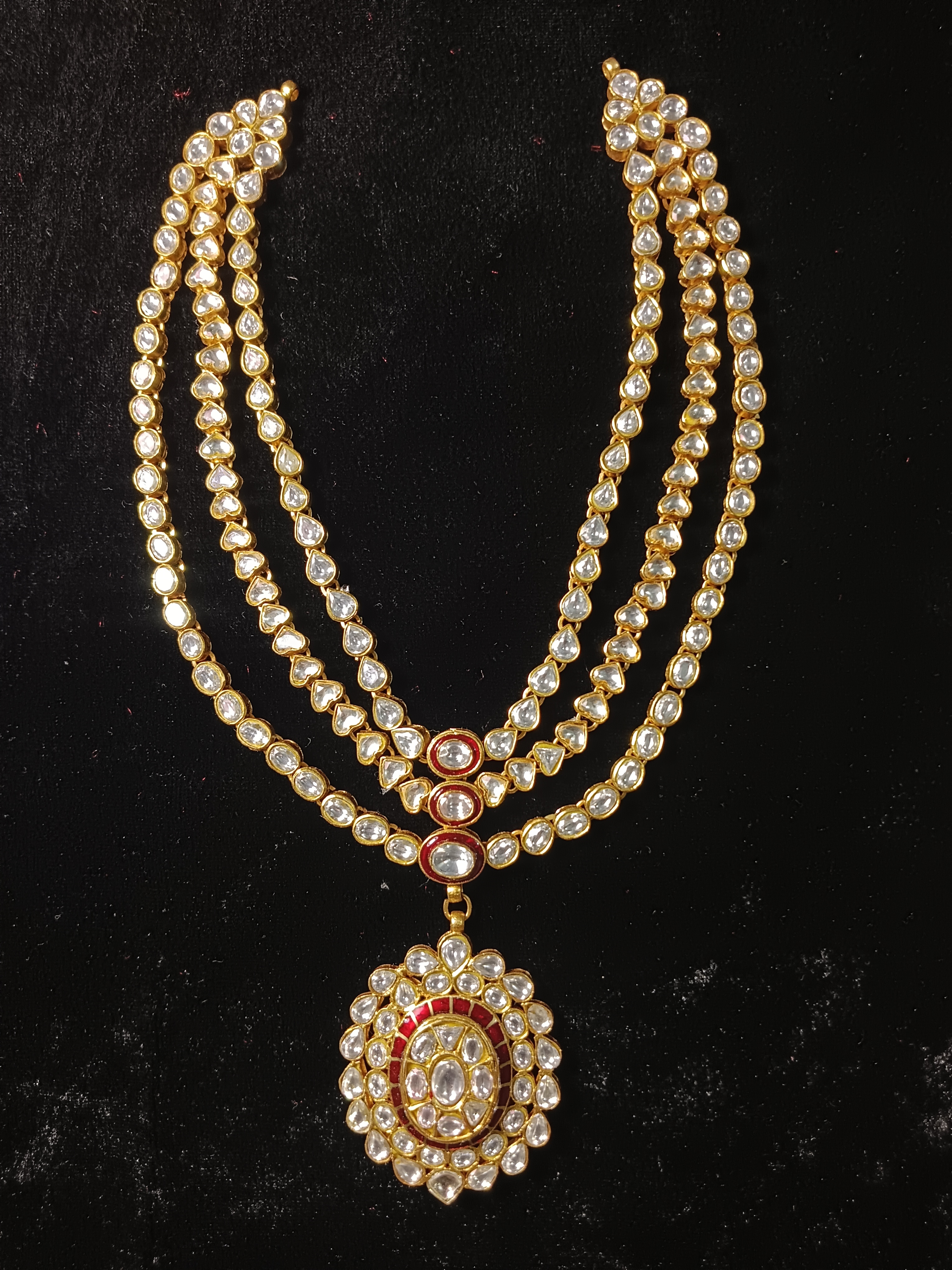 Traditional Red Meenakari Kundan Necklace Set