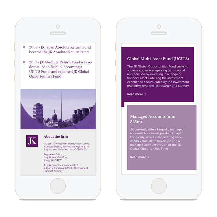 JK Investments Management mobile view